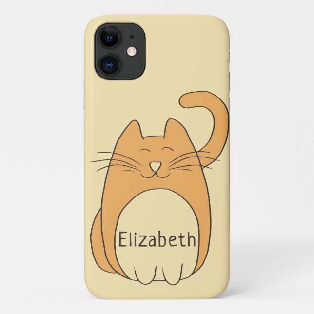 Coques Case-Mate iPhone Nom d'ajout de chat de dessin| Beige (Dos)