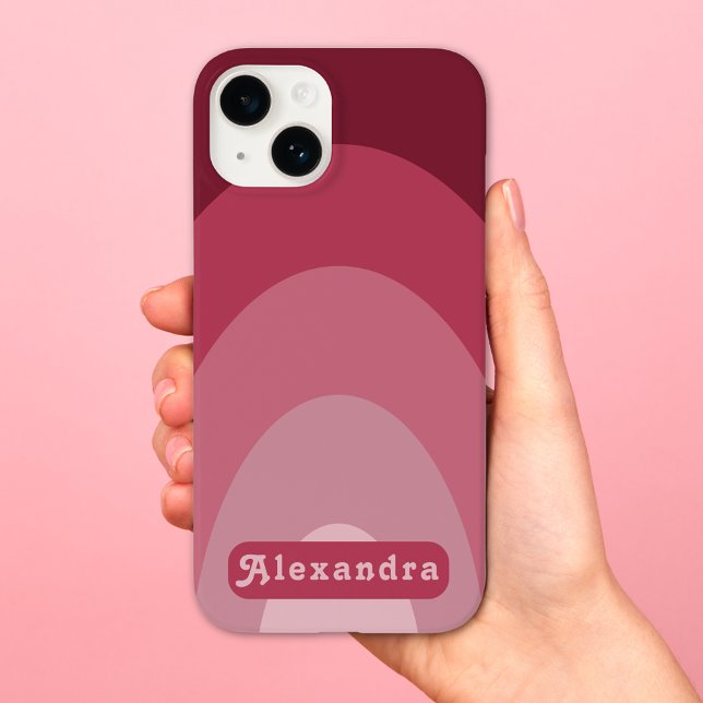 Coques Case-Mate iPhone Nom d'arche rétro simple rose (Retro arch groovy typography pink custom iPhone case)