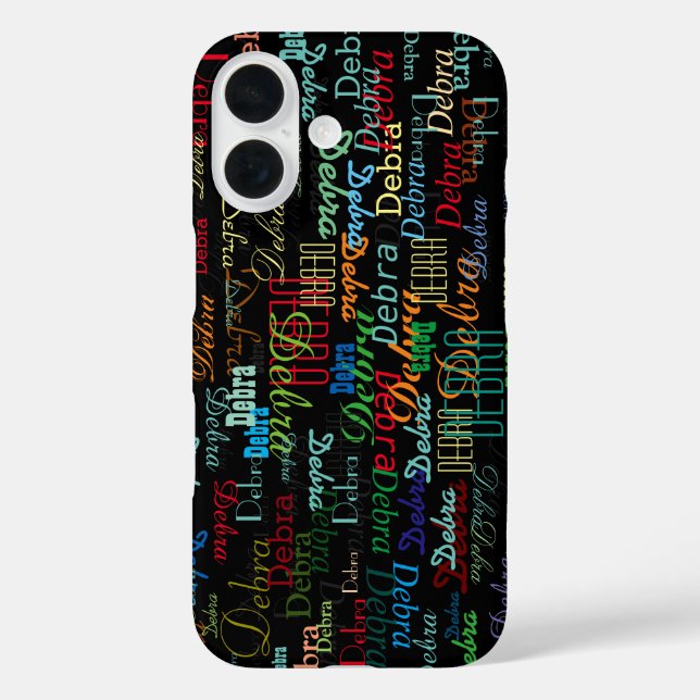 Coques Case-Mate iPhone Nom de couleur partout. Noir personnalisé (Verso)