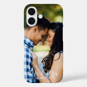 Coque Pour iPhone 16 Nom de famille du couple photo M. et Mme