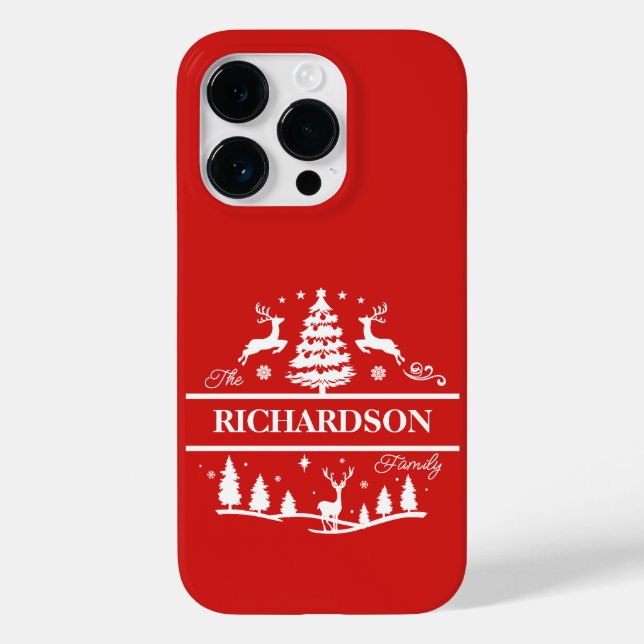 Coques Case-Mate iPhone Nom de famille personnalisé de Noël rouge | Vacanc (Verso)