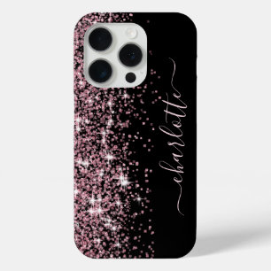 Coque iPhone 15 Pro Nom de la fille Parties scintillant rose étincelan