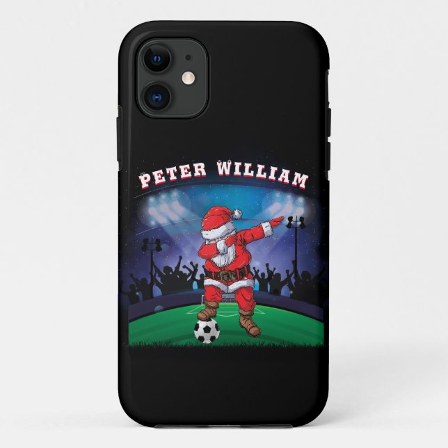 Coques Case-Mate iPhone Nom de la Personnaliser Père Noël Christmas Soccer (Dos)
