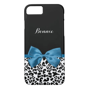 Coque iPhone 8/7 Nom de l'Empreinte de léopard élégant et mode Bleu