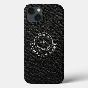 Case-Mate iPhone Case Nom de l'entreprise simple Logo Black Faux en cuir