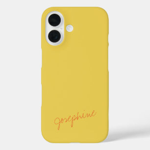 Coque Pour iPhone 16 Nom de lettre main minimaliste Jaune et orange