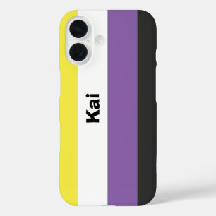 Coque Pour iPhone 16 Nom de l'indicateur de la fierté non binaire ou mo