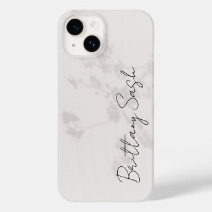 Coque Pour iPhone 14 Nom de monogramme blanc minimaliste moderne et élé