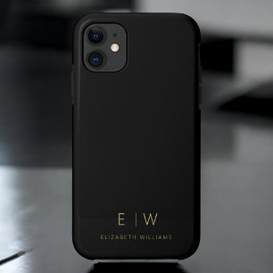 Case-Mate iPhone Case Nom de monogramme minimaliste en or noir classique