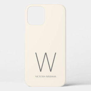 Case-Mate iPhone Case Nom de monogramme minimaliste gris ivoire moderne