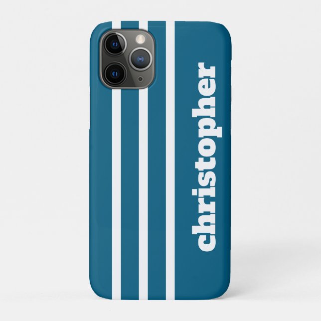 Coques Case-Mate iPhone Nom de monogramme simple moderne bleu piscine (Dos)