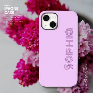 Coque Pour iPhone 14 Nom de monogramme simple rétro Lavande