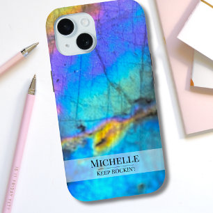 Coque Pour iPhone 15 Nom de pierre de marbre coloré moderne tendance