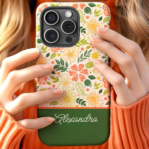 Coque Pour iPhone 15 Nom de script de motif floral botanique mignon