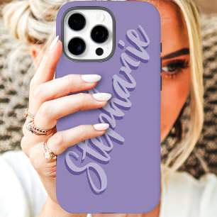 Coques iPhone 16 Pro Max Nom de script minimal Dusty Purple moderne