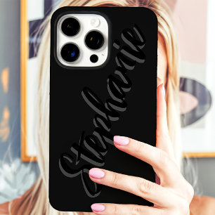Coques iPhone 16 Pro Max Nom de script minimaliste noir moderne