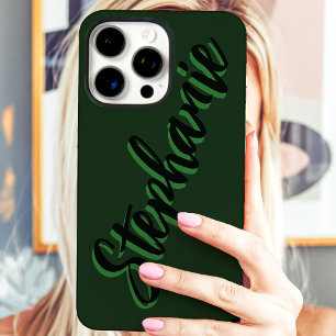 Coques iPhone 16 Pro Max Nom de script minimaliste vert moderne