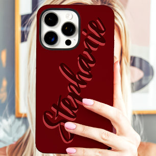 Coques iPhone 16 Pro Max Nom de style minimaliste rouge moderne