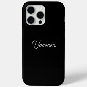 Coque iPhone 15 Pro Max Nom d'écriture professionnelle noir personnalisé