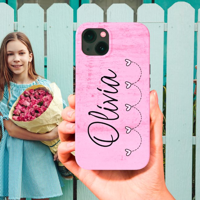 Coques Case-Mate iPhone Nom des coeurs roses mignons (Créateur téléchargé)