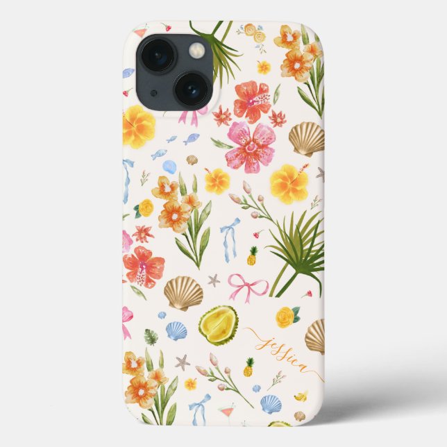 Coques Case-Mate iPhone Nom des fleurs et des coquillages côtiers tropicau (Verso)