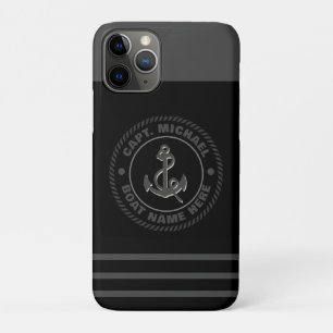 Case-Mate iPhone Case Nom du bateau d'Ancre nautique du capitaine person