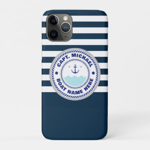 Case-Mate iPhone Case Nom du bateau d'Ancre nautique du capitaine person