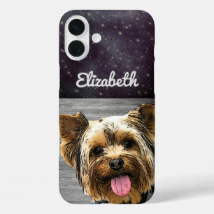 Coques iPhone 16 Plus Nom du chien de Yorkie chic étoile violette Glam T