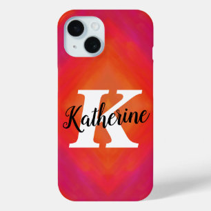 Coque Pour iPhone 15 nom du client dégradé coloré