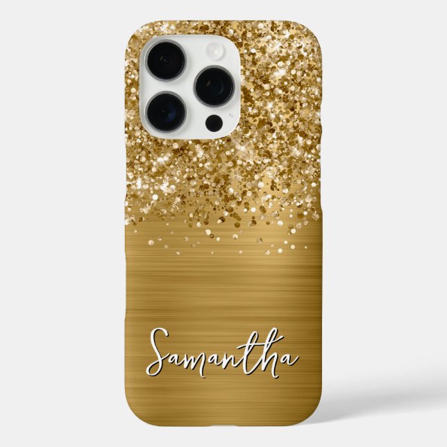 Coques Case-Mate iPhone Nom du glamour doré Glittery (Verso)