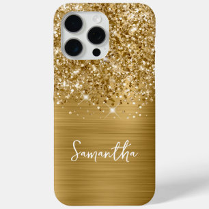 Coque iPhone 15 Pro Max Nom du glamour doré Glittery