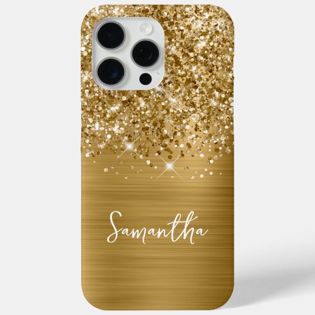 Coques Case-Mate iPhone Nom du glamour doré Glittery (Verso)