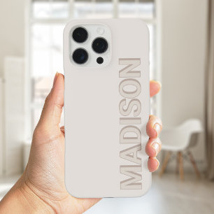 Coques iPhone 16 Pro Max Nom du monogramme beige moderne