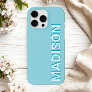 Coques iPhone 16 Pro Max Nom du monogramme bleu moderne