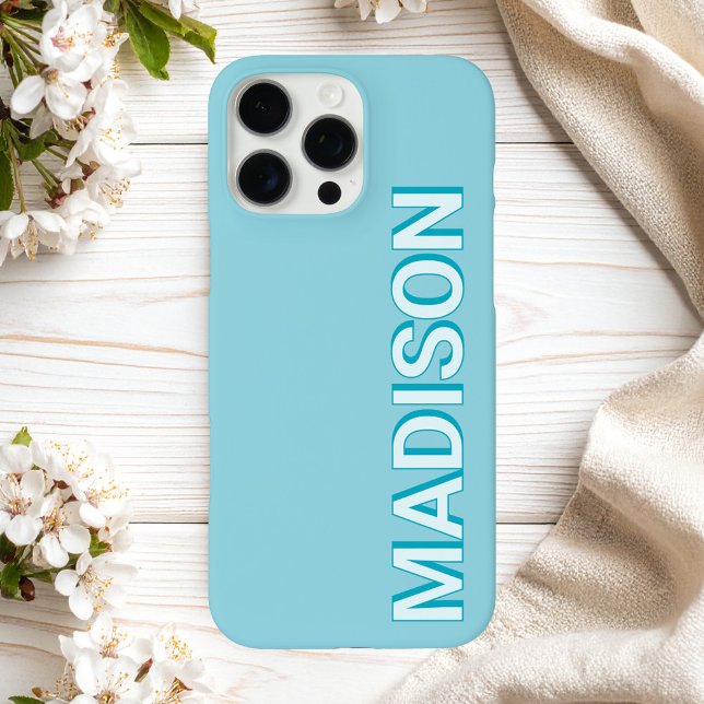Coques Case-Mate iPhone Nom du monogramme bleu moderne (Créateur téléchargé)