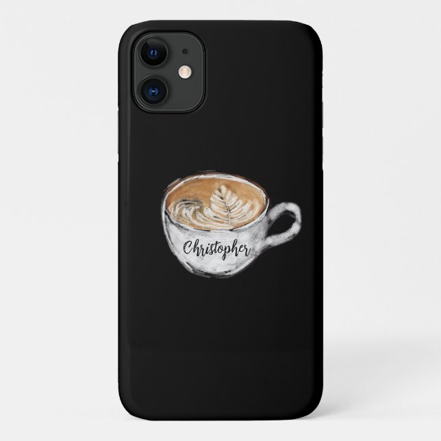 Coques Case-Mate iPhone Nom du monogramme Cappuccino noir (Dos)