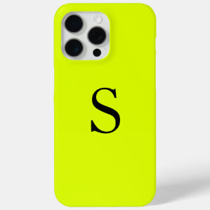 Coque iPhone 15 Pro Max Nom du monogramme Chartreuse jaune néon