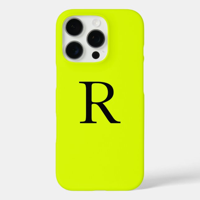 Coques Case-Mate iPhone Nom du monogramme Chartreuse jaune néon (Verso)