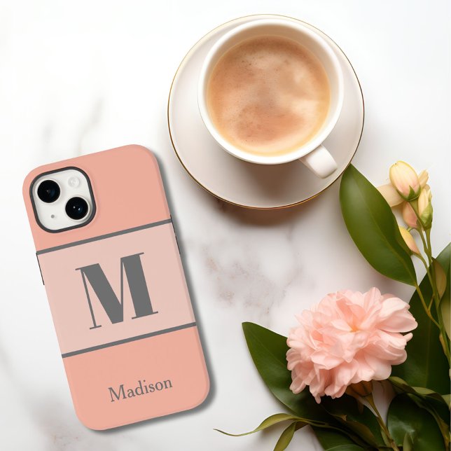 Coques Case-Mate iPhone Nom du monogramme de la pêche légère (Créateur téléchargé)