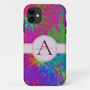 Case-Mate iPhone Case Nom du monogramme de teinture colorée Abstraite