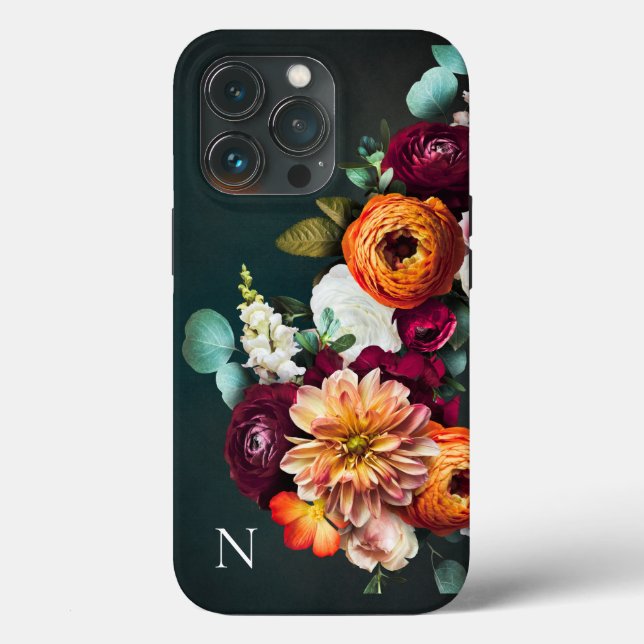 Coques Case-Mate iPhone Nom du monogramme Élégant Floral Botanical Rustic (Verso)