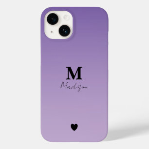 Coque Pour iPhone 14 Nom du monogramme minimaliste Lilac