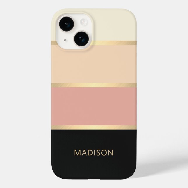 Coques Case-Mate iPhone Nom du monogramme moderne à grande bande (Verso)