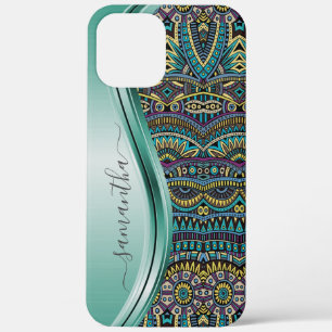 Case-Mate iPhone Case Nom du monogramme Motif Turquoise tribal