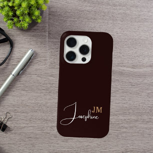 Coques iPhone 16 Pro Nom du monogramme or noir