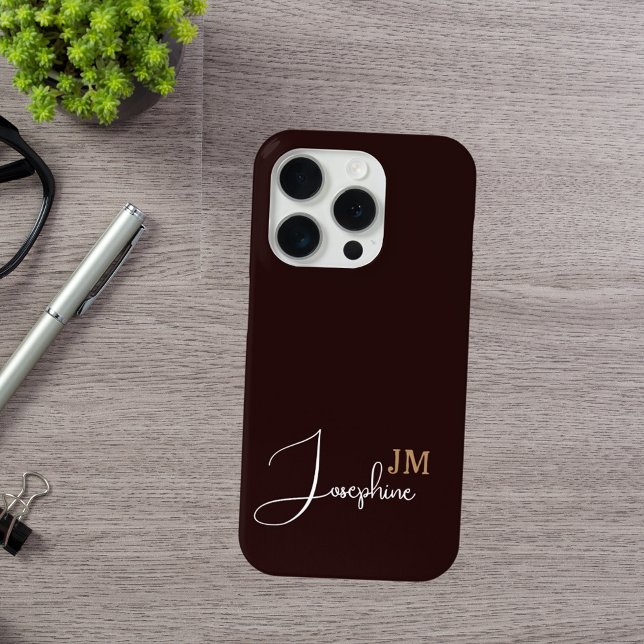 Coques Case-Mate iPhone Nom du monogramme or noir (Créateur téléchargé)