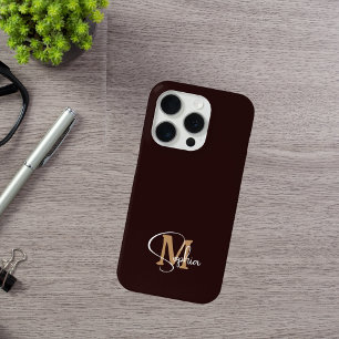 Coques iPhone 16 Pro Nom du monogramme or noir