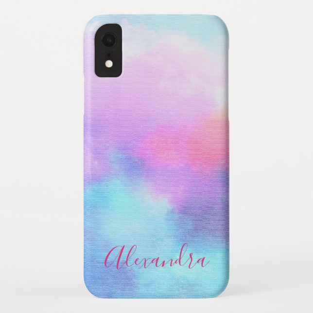 Coques Case-Mate iPhone Nom du monogramme Pastel Purple Pink (Dos)