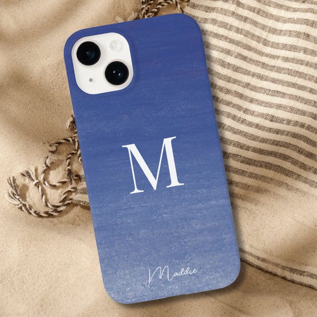 Coques Case-Mate iPhone Nom du monogramme personnalisé bleu océan (Créateur téléchargé)