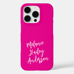 Coques iPhone 16 Pro Nom du monogramme personnalisé rose noir moderne